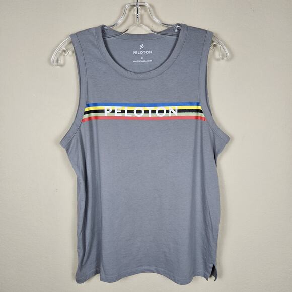 Peloton Womens US Studio Side Slit Tank Top Gray Athletic Cycling Active Size M - Picture 2 of 14